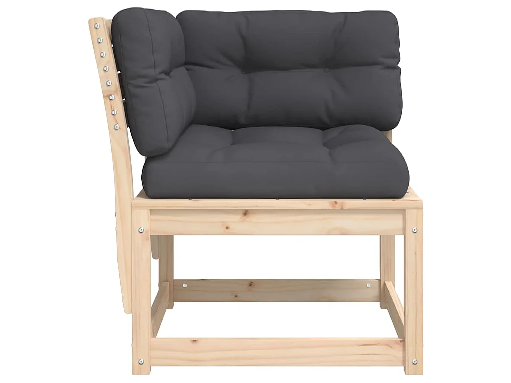 Divano Angolare Giardino Cuscini 73x73x78cm Legno Massello Pino