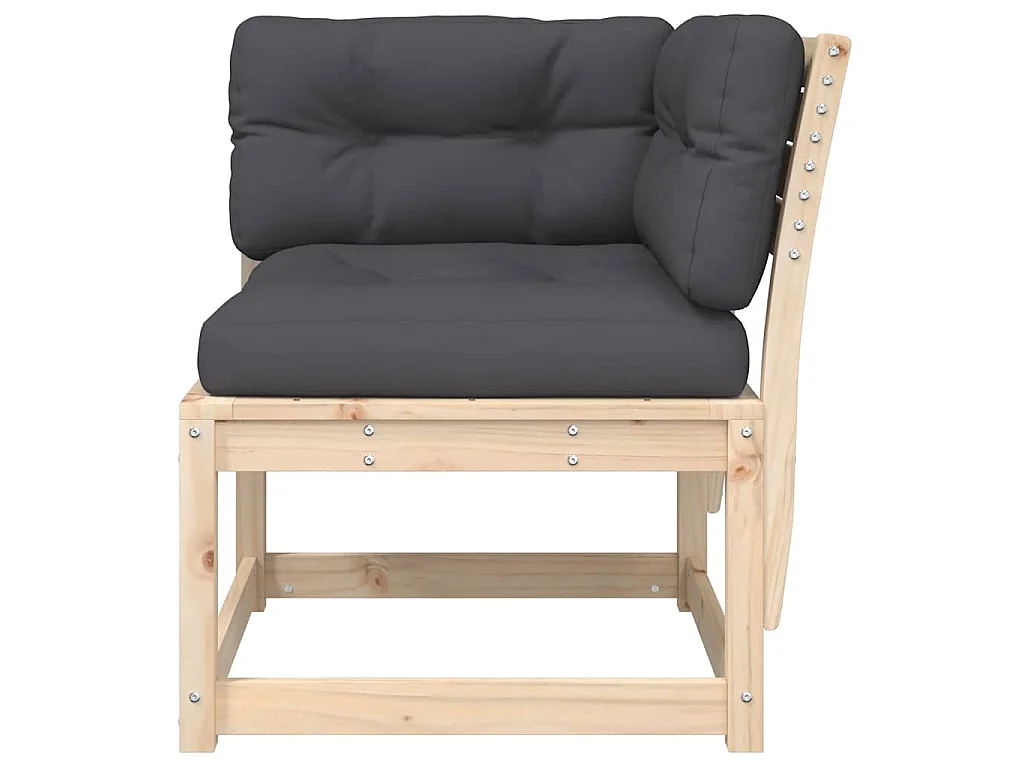 Divano Angolare Giardino Cuscini 73x73x78cm Legno Massello Pino
