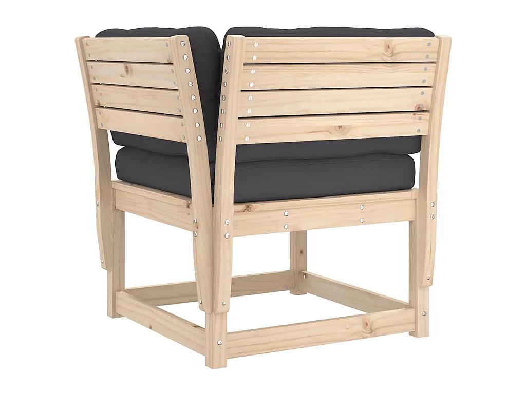 Divano Angolare Giardino Cuscini 73x73x78cm Legno Massello Pino