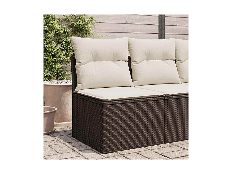 Chaise de jardin sans accoudoirs avec coussins marron rotin