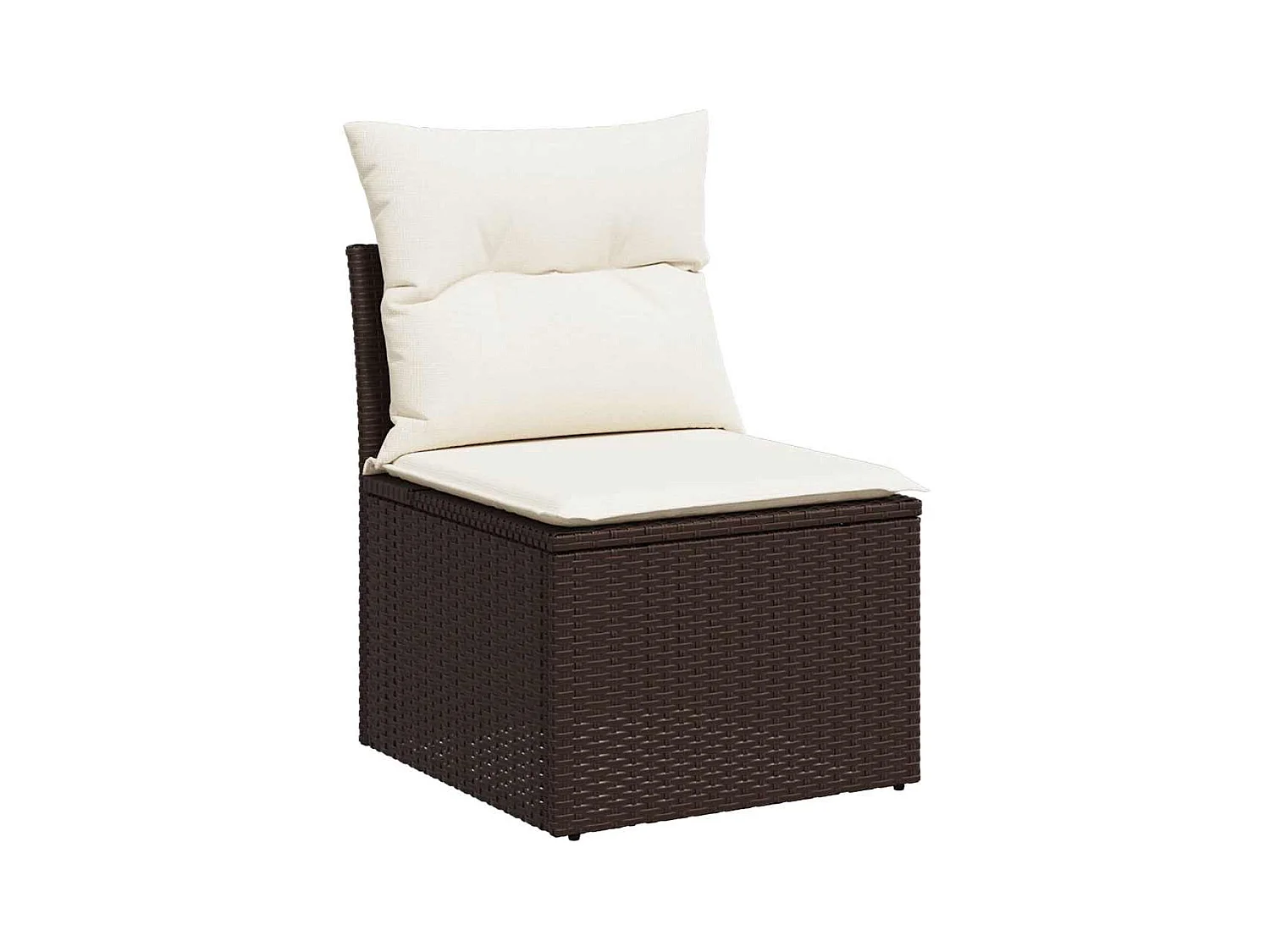 Chaise de jardin sans accoudoirs avec coussins marron rotin