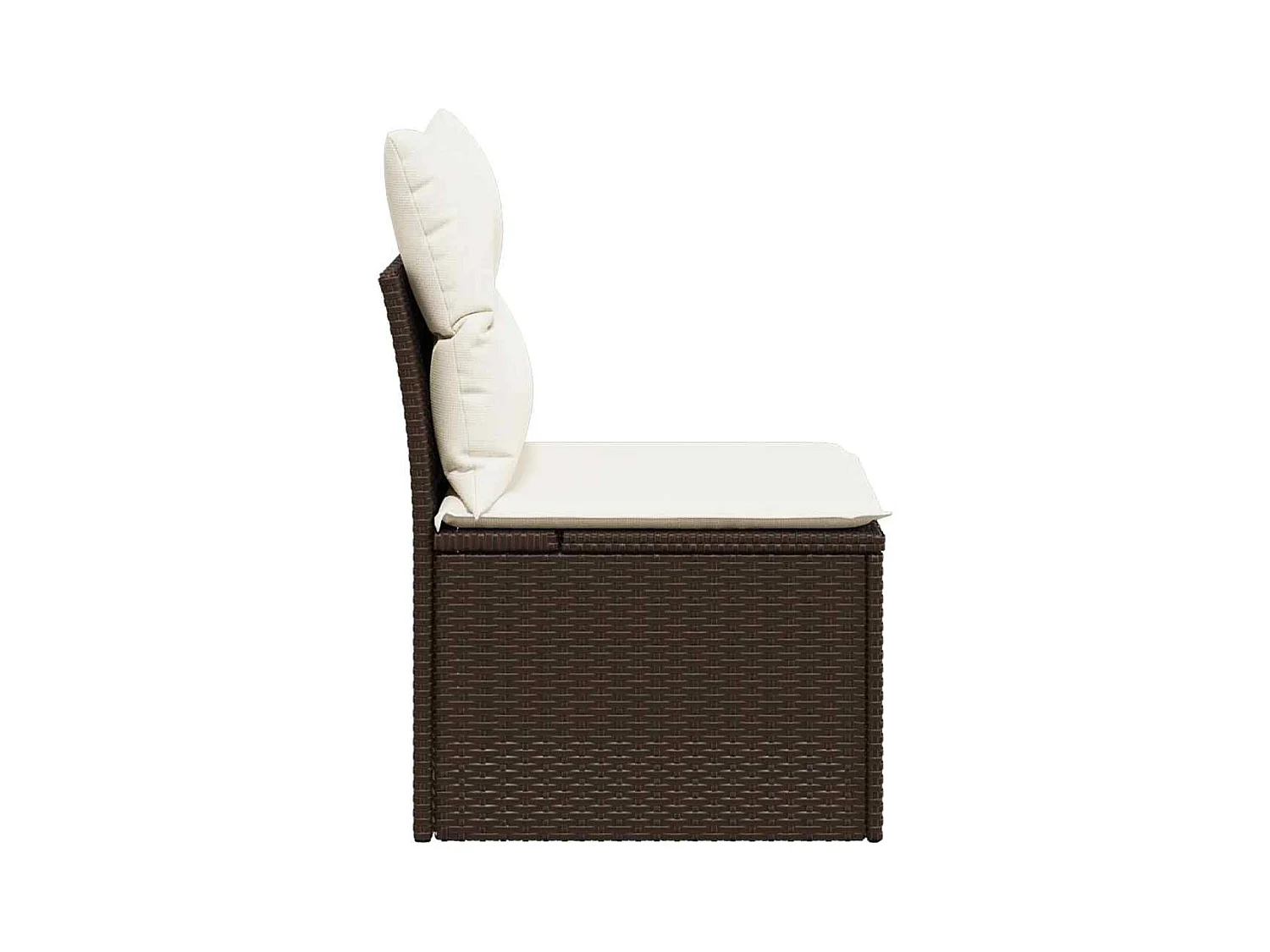 Chaise de jardin sans accoudoirs avec coussins marron rotin