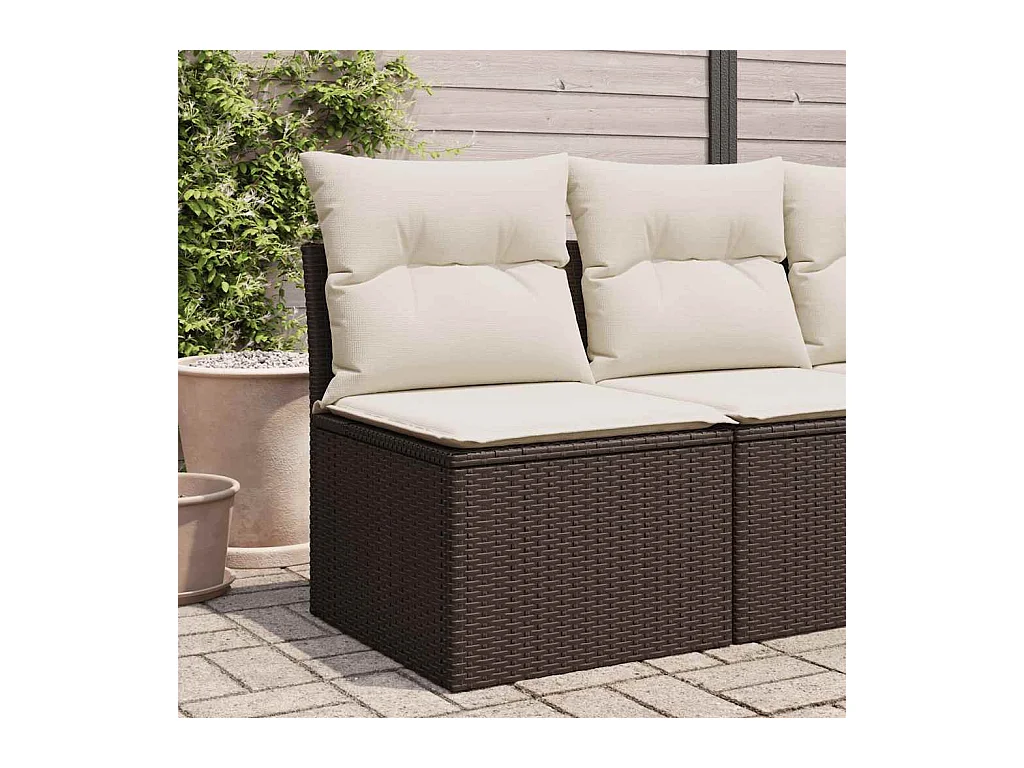 Tuinstoel zonder armleuning met kussens poly rattan bruin