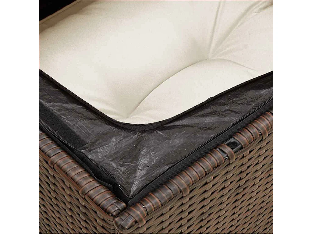 Chaise de jardin sans accoudoirs avec coussins marron rotin