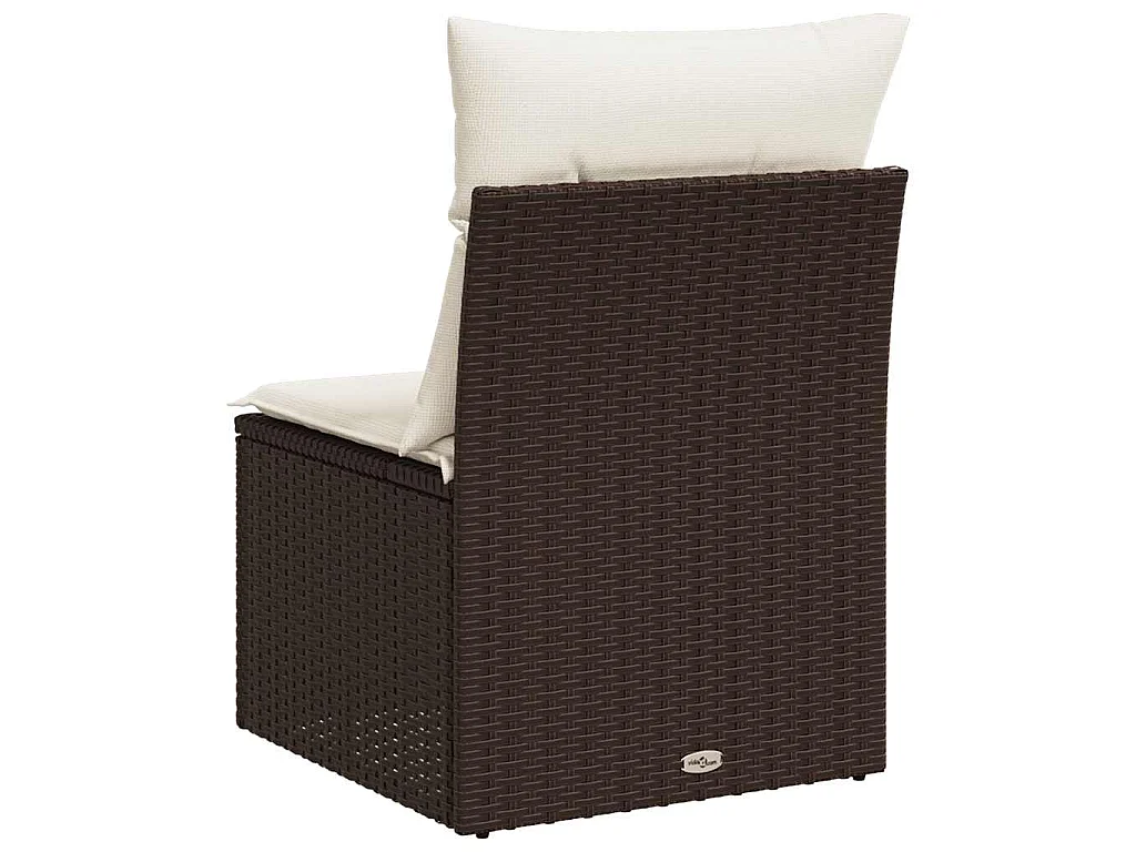 Chaise de jardin sans accoudoirs avec coussins marron rotin