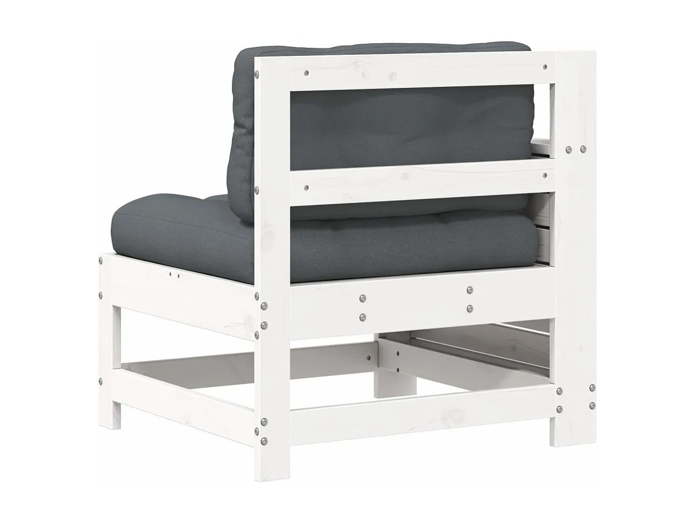 Canapé de jardin accoudoir avec coussin blanc bois massif pin