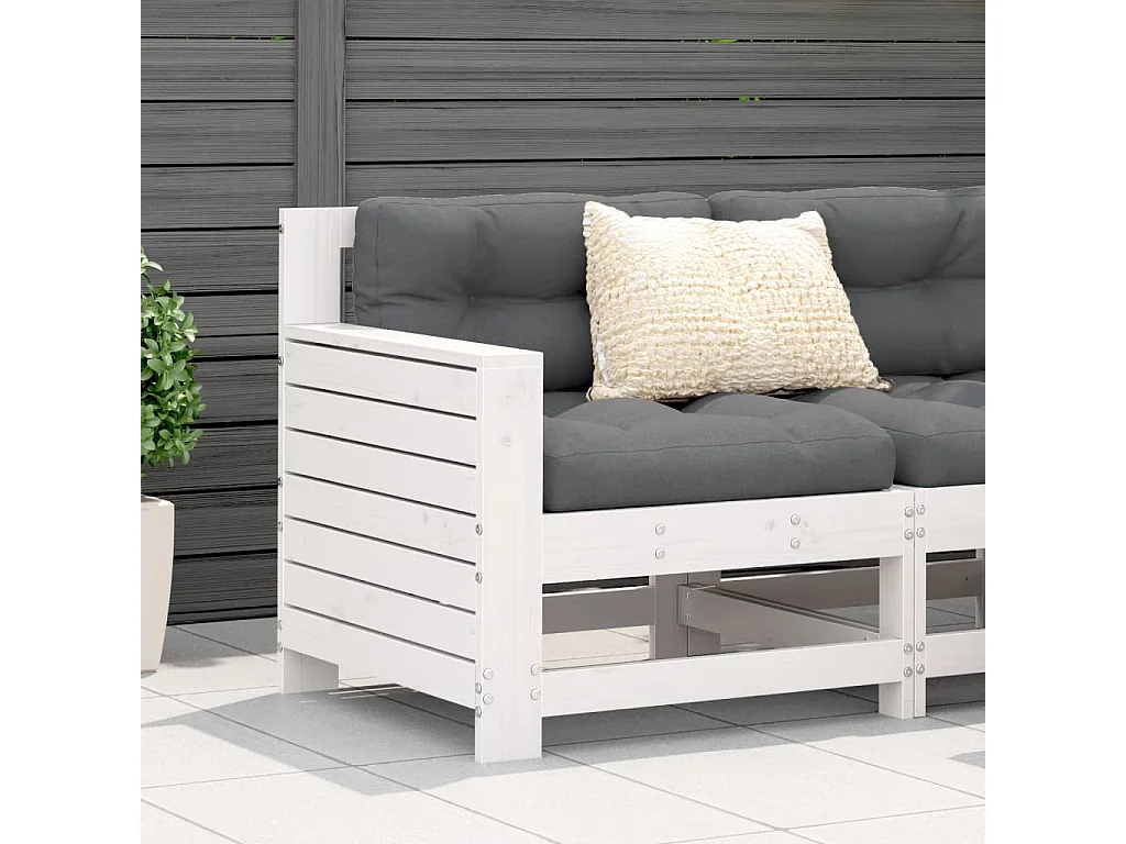 Divano Giardino Senza Braccioli con Cuscino Bianco Legno Pino