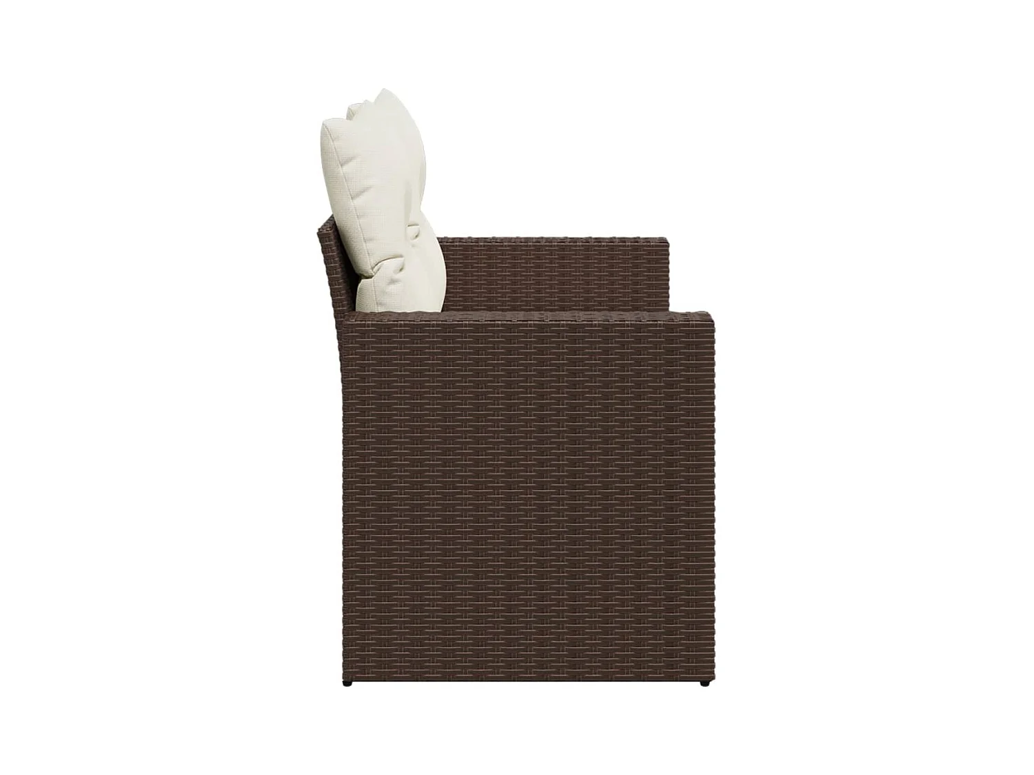 Tuinbank 2-zits met kussens poly rattan bruin