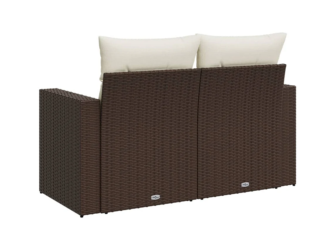 Tuinbank 2-zits met kussens poly rattan bruin
