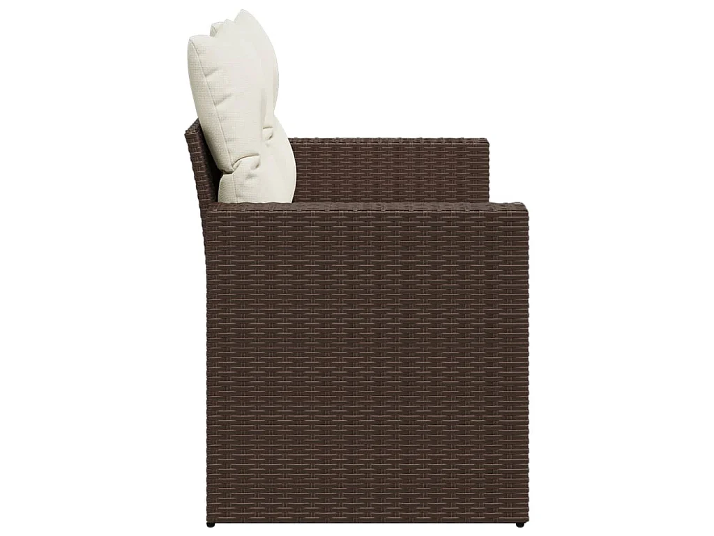 Tuinbank 2-zits met kussens poly rattan bruin
