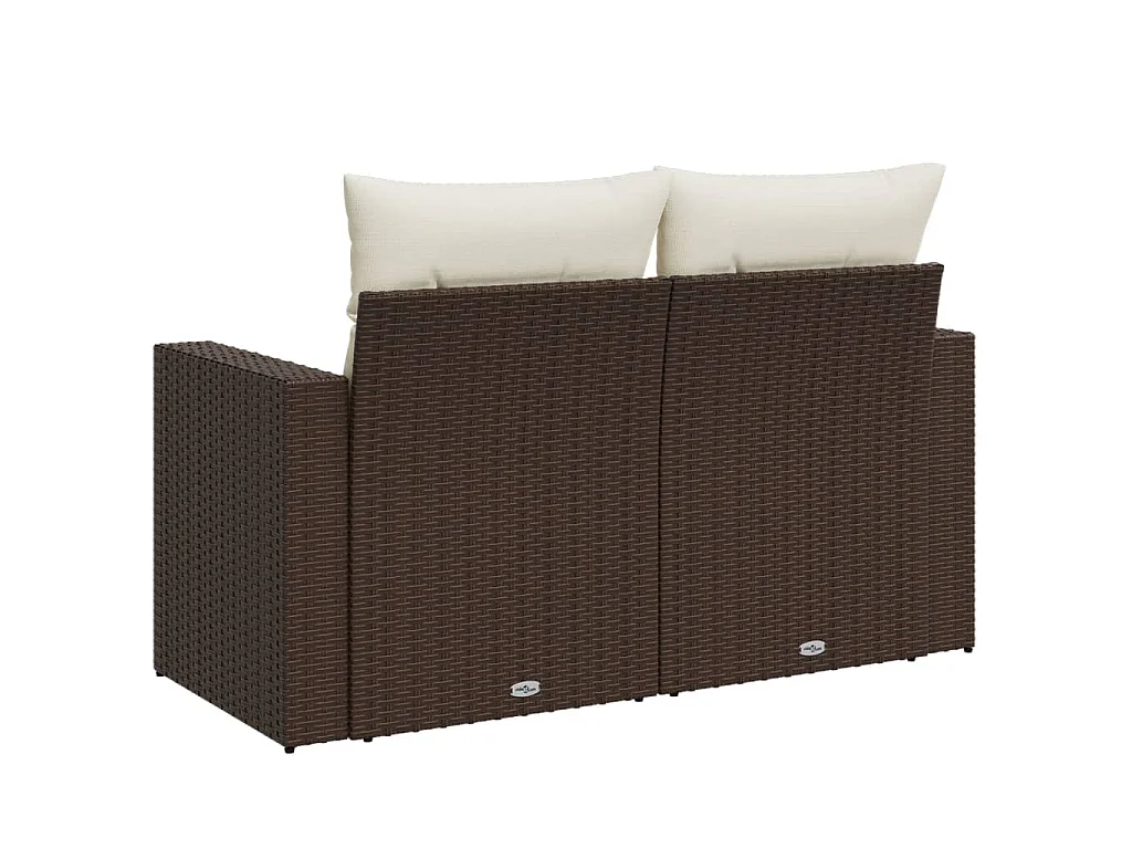 Tuinbank 2-zits met kussens poly rattan bruin
