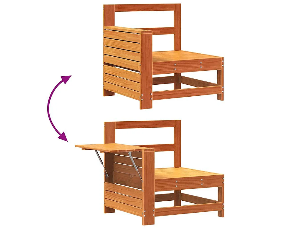 Gartensofa mit Armlehne und Beistelltisch Massivholz Kiefer