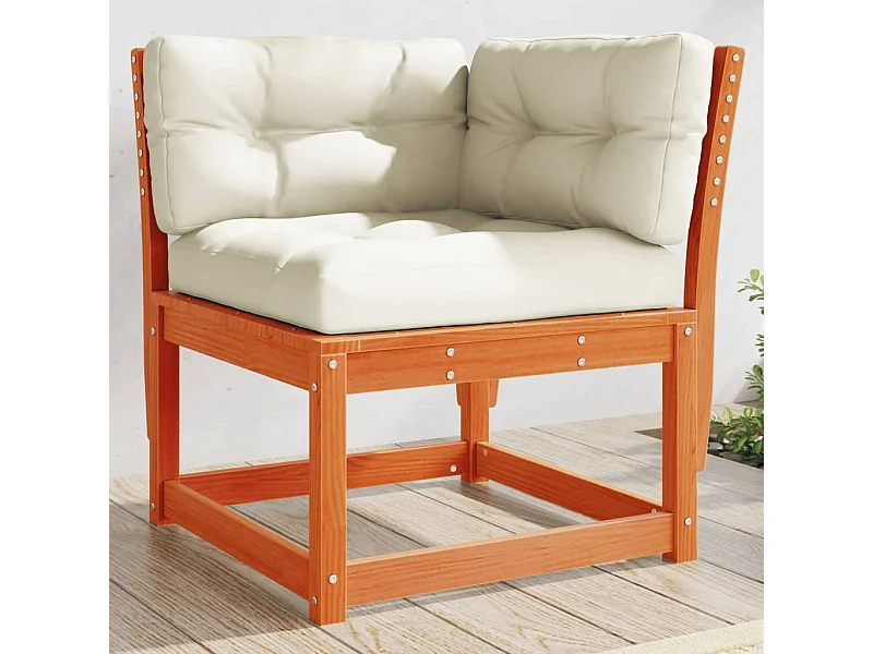 Garten-Ecksofa mit Kissen Wachsbraun Massivholz Kiefer