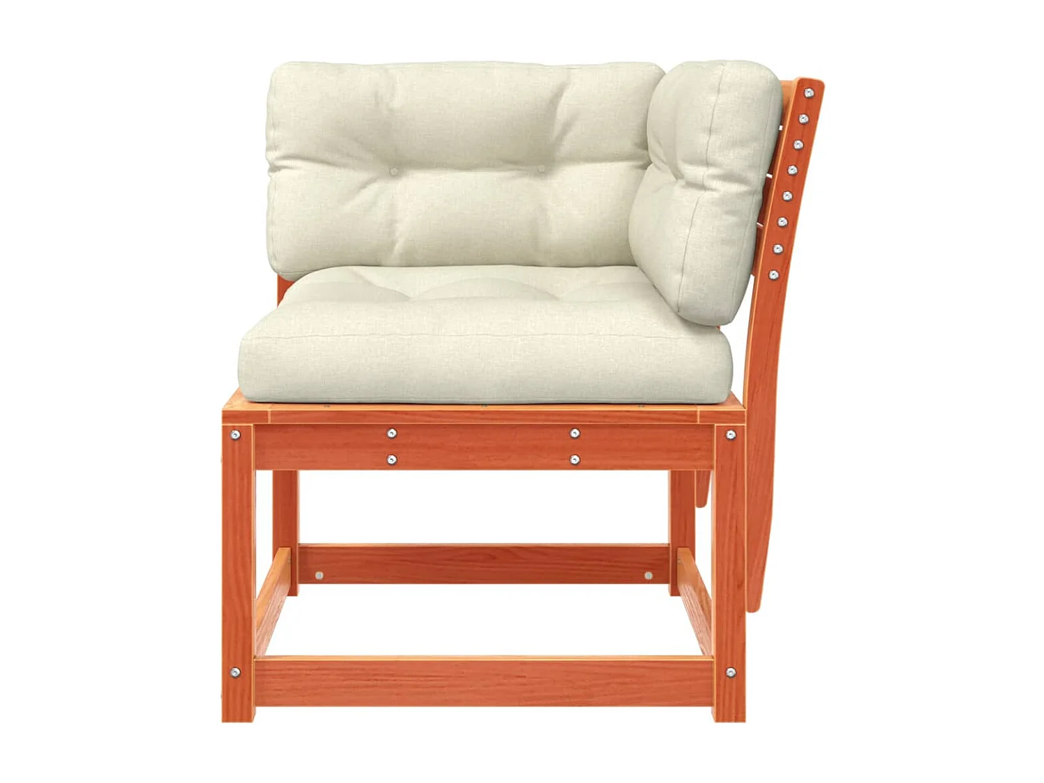 Canapé d'angle de jardin coussins cire marron bois pin massif