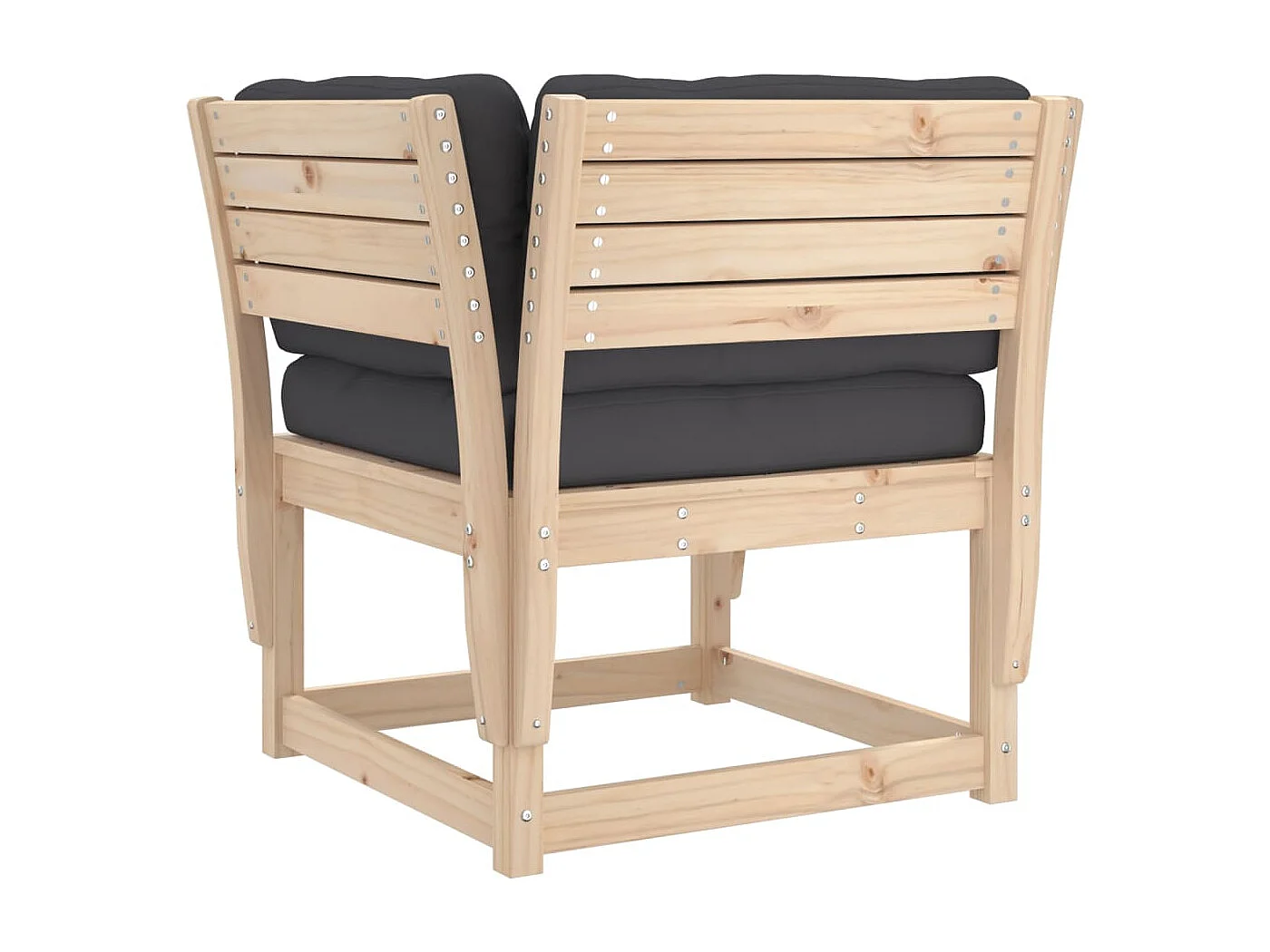 Gartensofa mit Armlehnen und Kissen Massivholz Kiefer