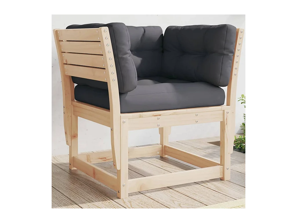 Canapé de jardin accoudoirs avec coussins bois massif de pin