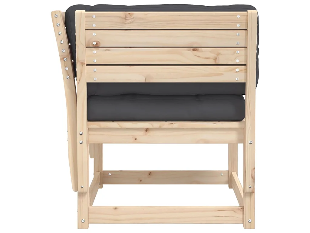 Canapé de jardin accoudoirs avec coussins bois massif de pin