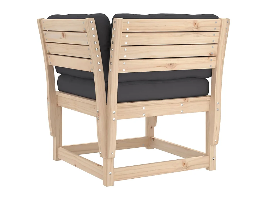 Canapé de jardin accoudoirs avec coussins bois massif de pin