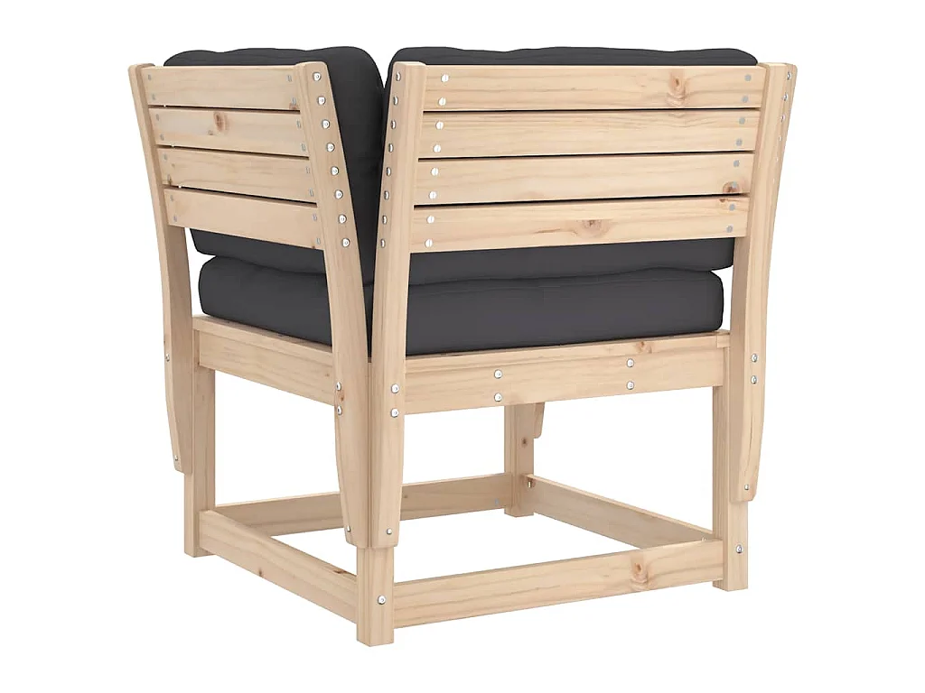 Canapé de jardin accoudoirs avec coussins bois massif de pin