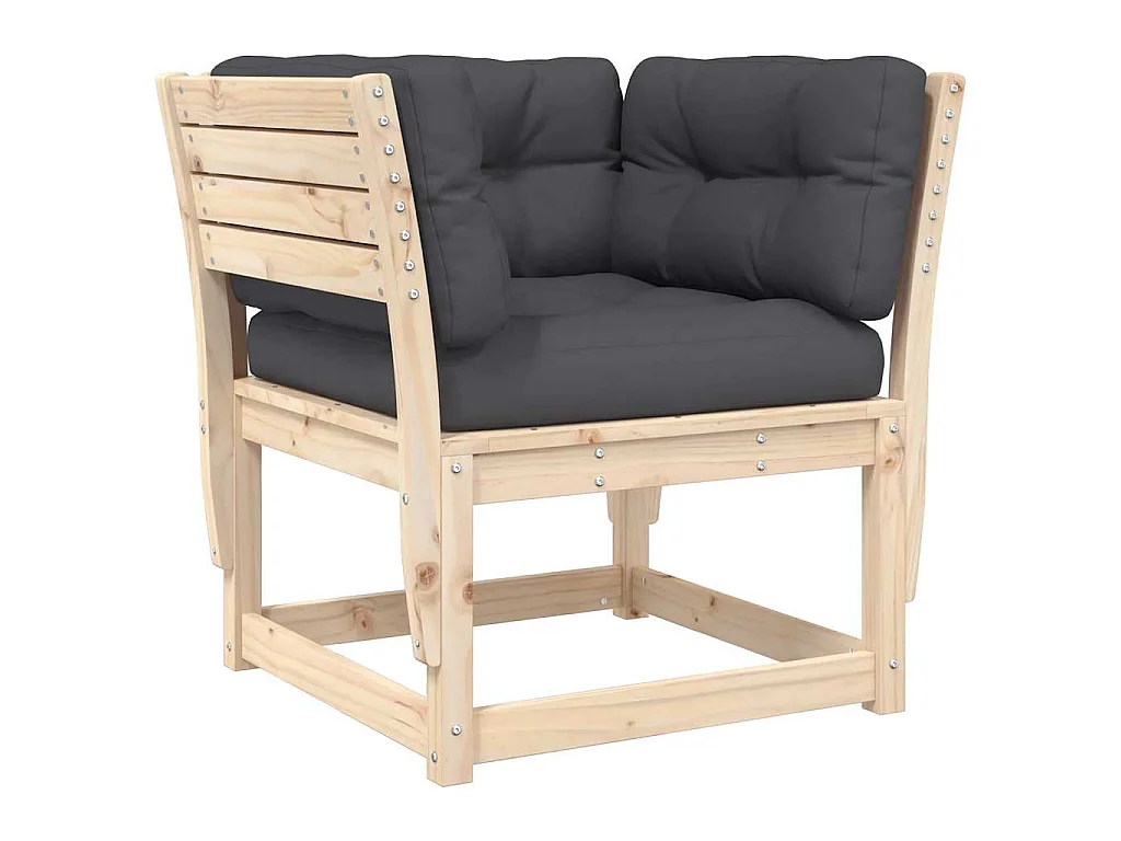 Canapé de jardin accoudoirs avec coussins bois massif de pin