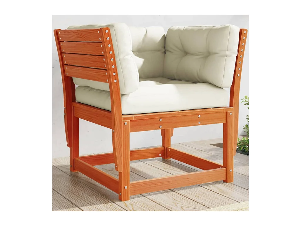 Gartensofa mit Armlehnen und Kissen Braun Massivholz Kiefer
