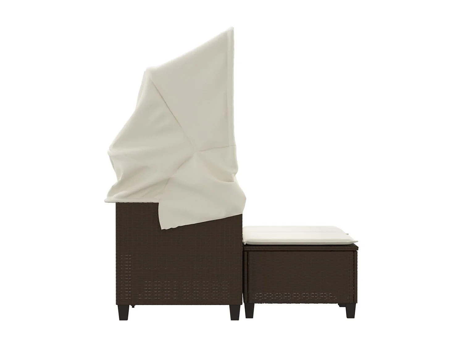 Gartensofa 2-Sitzer mit Dach und Hockern Braun Poly Rattan