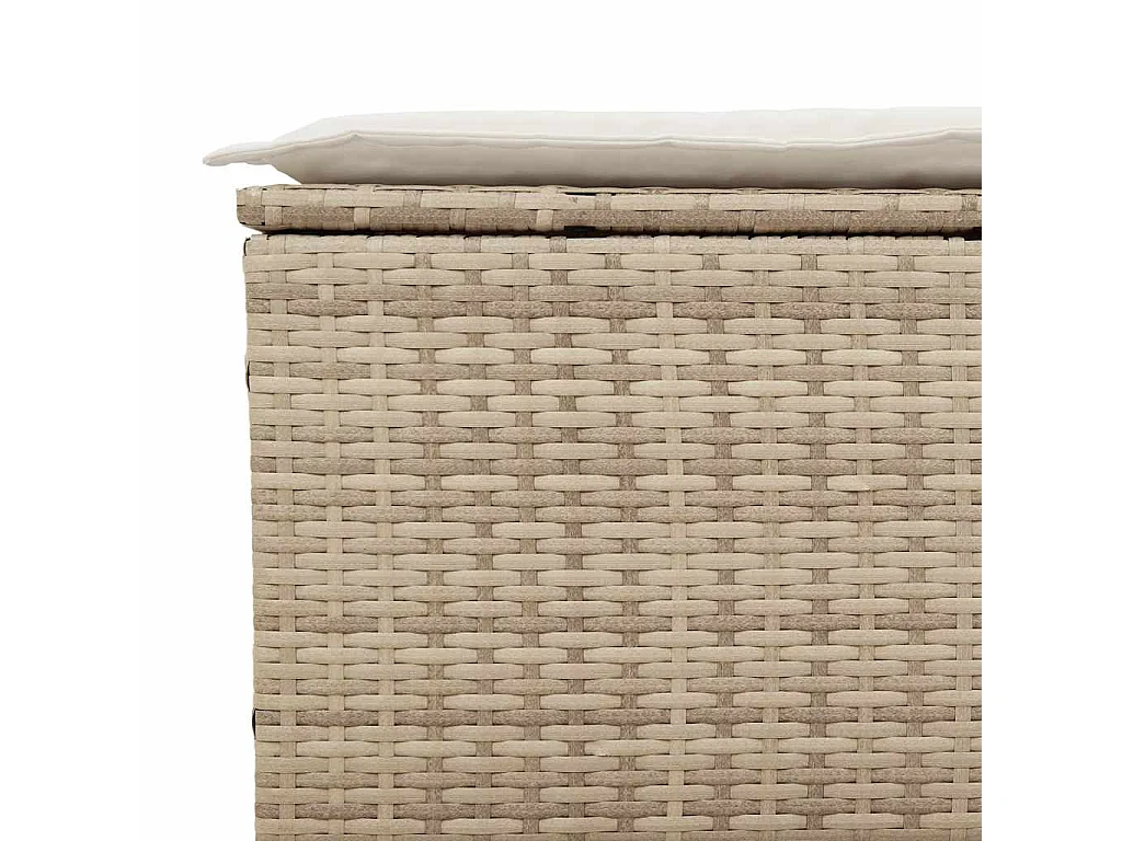 Canapé de jardin avec coussins 3 places beige résine tressée