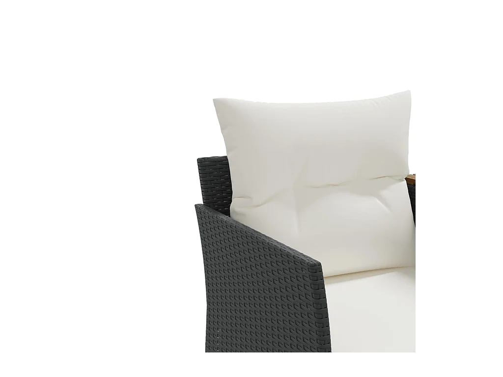 Sofá de jardim de 2 lugares com bancos vime PE preto