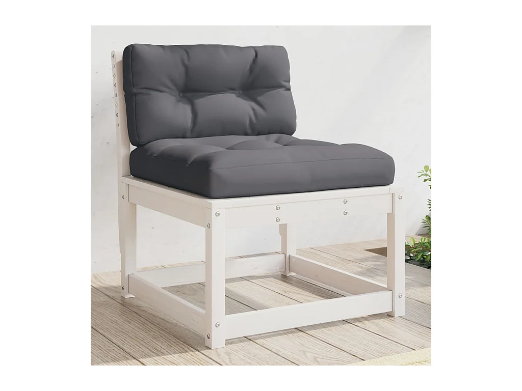Sofá para jardim c/ almofadões pinho maciço branco