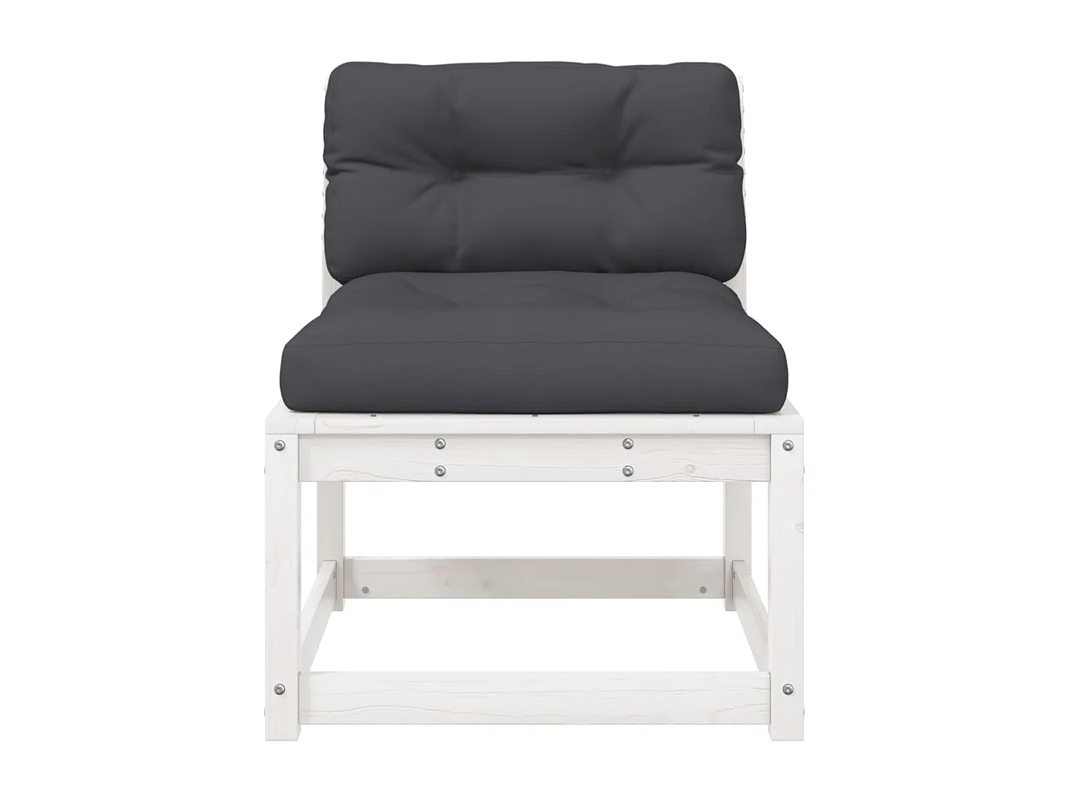 Gartensofa mit Kissen Weiß Massivholz Kiefer