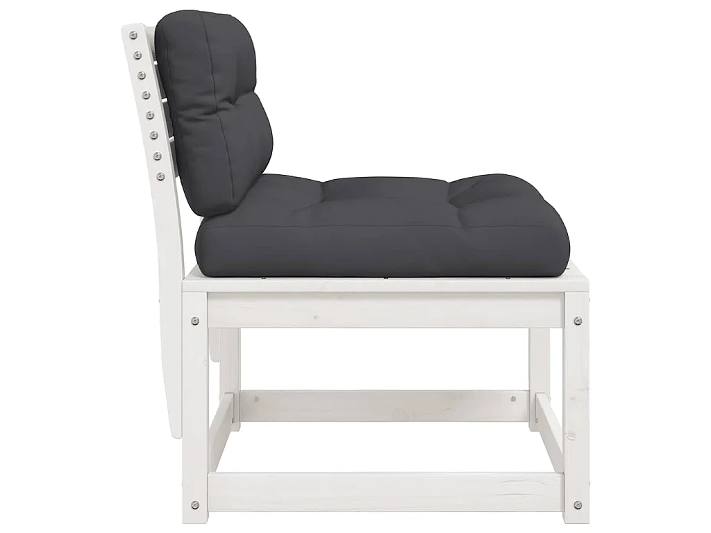 Canapé de jardin avec coussins blanc bois de pin solide