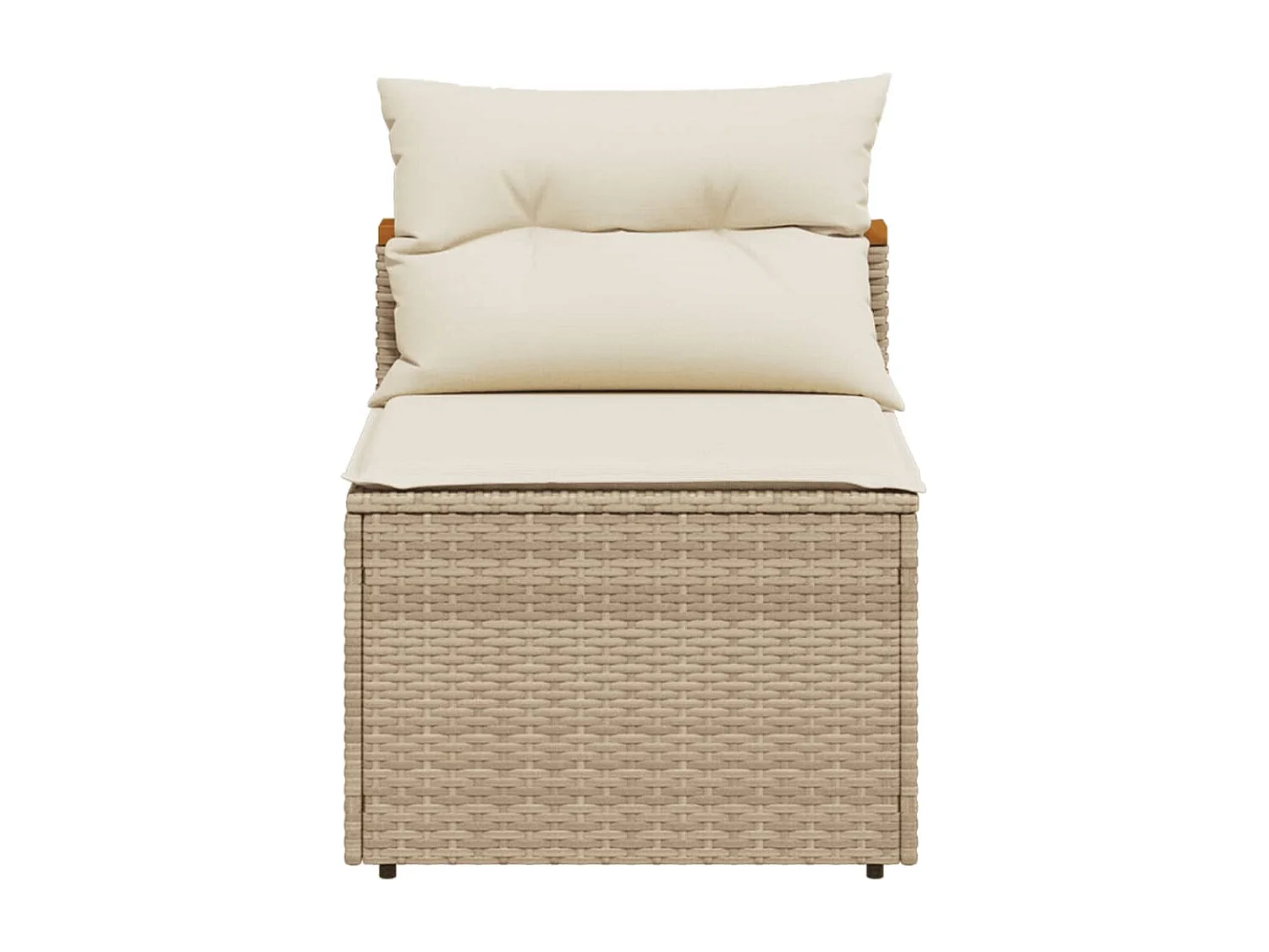 Gartensofas ohne Armlehnen mit Kissen 2 Stk. Beige Poly Rattan