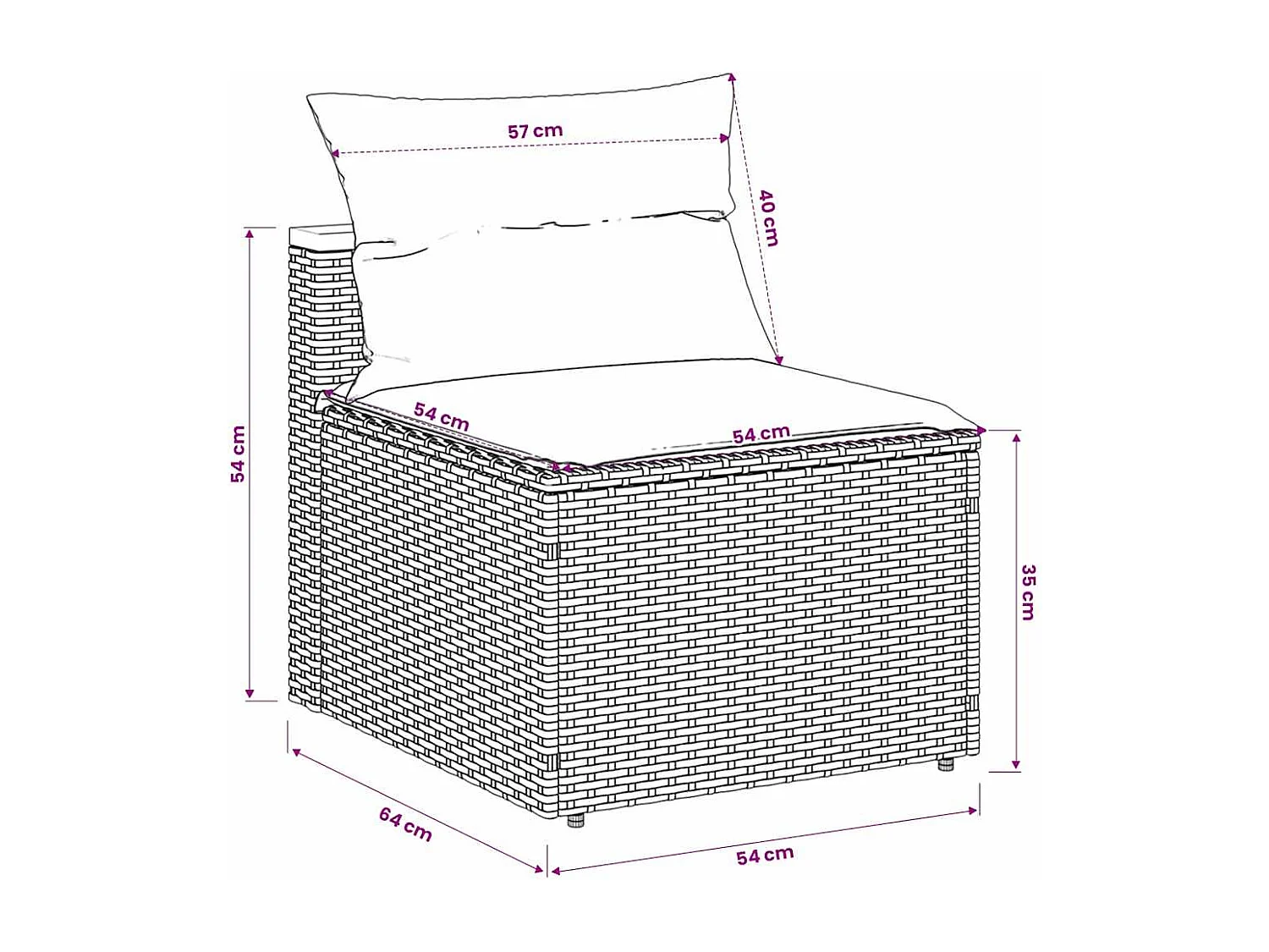 Gartensofas ohne Armlehnen mit Kissen 2 Stk. Beige Poly Rattan