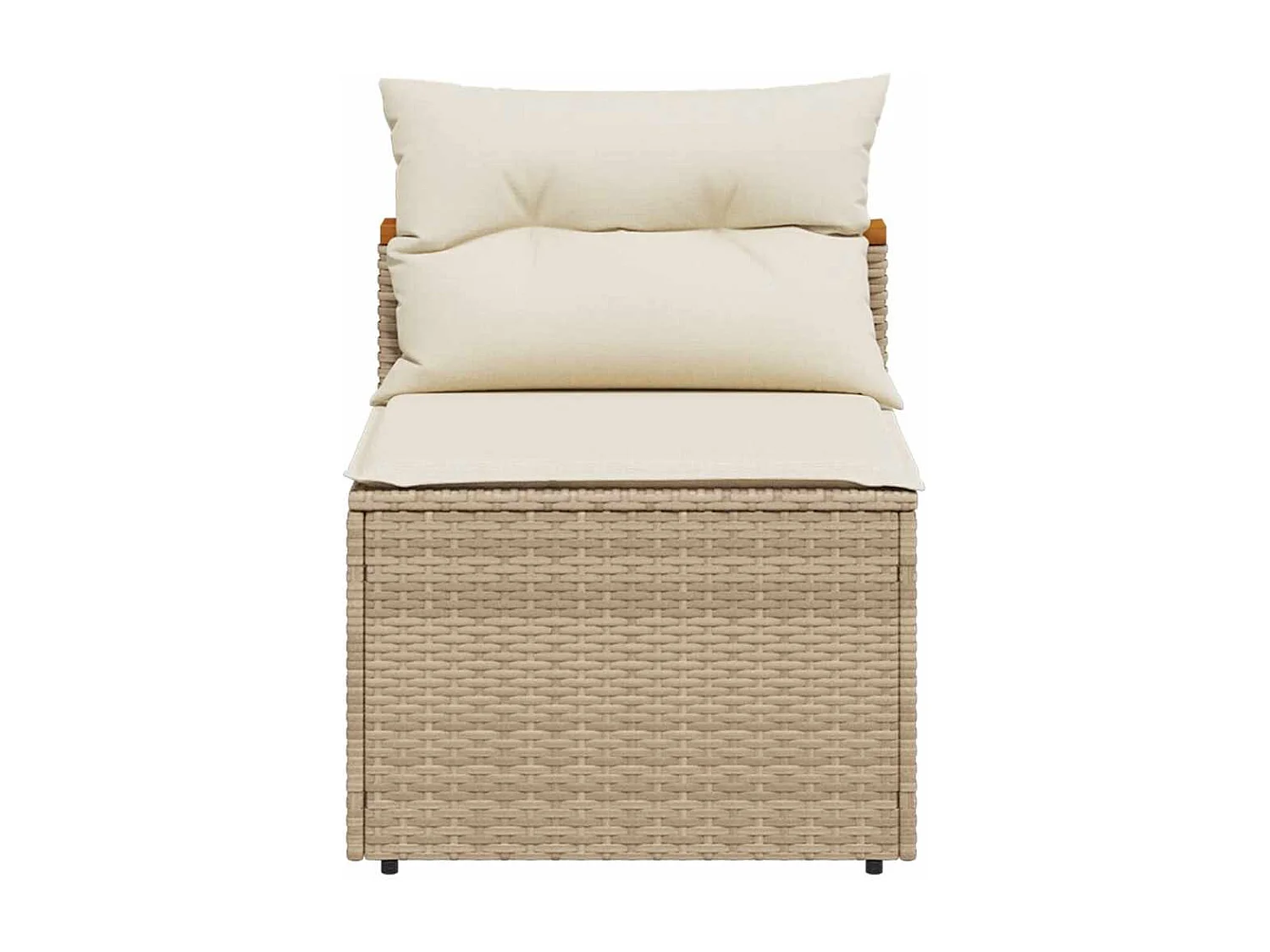 Gartensofas ohne Armlehnen mit Kissen 2 Stk. Beige Poly Rattan