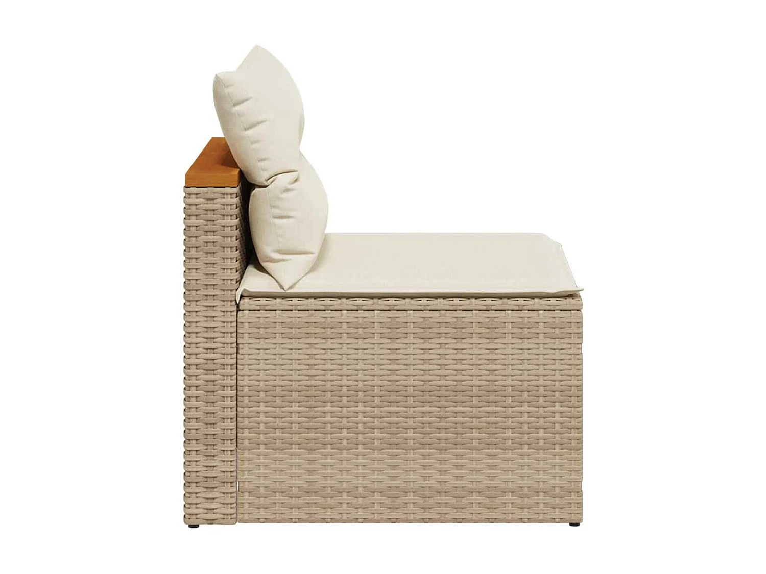 Gartensofas ohne Armlehnen mit Kissen 2 Stk. Beige Poly Rattan