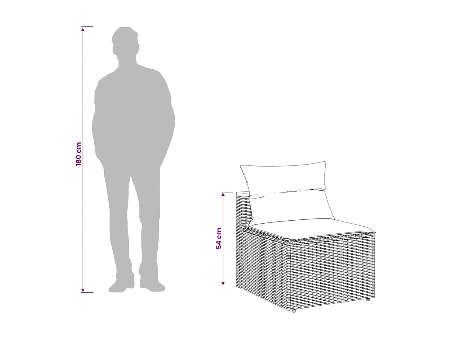Gartensofas ohne Armlehnen mit Kissen 2 Stk. Beige Poly Rattan