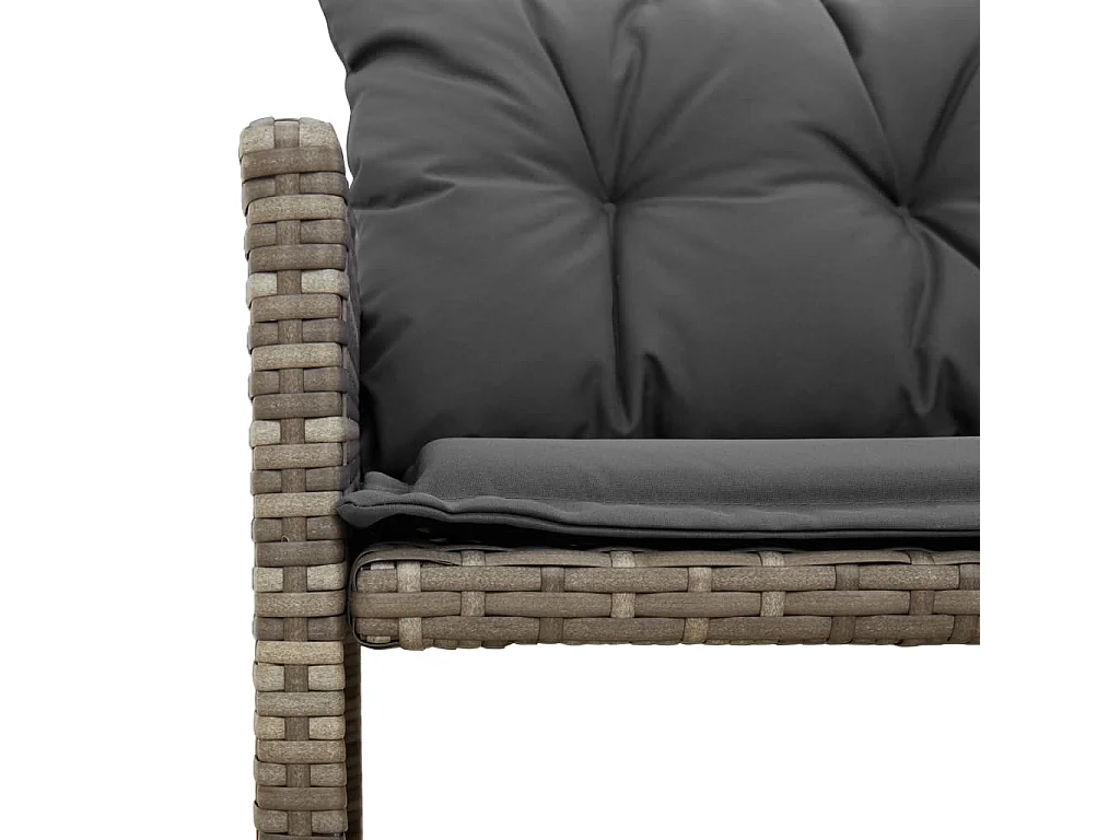 Gartensofa in L-Form mit Tisch und Kissen Grau Poly Rattan