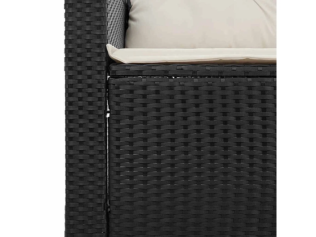 Tuinbank 3-zits met kussens poly rattan zwart