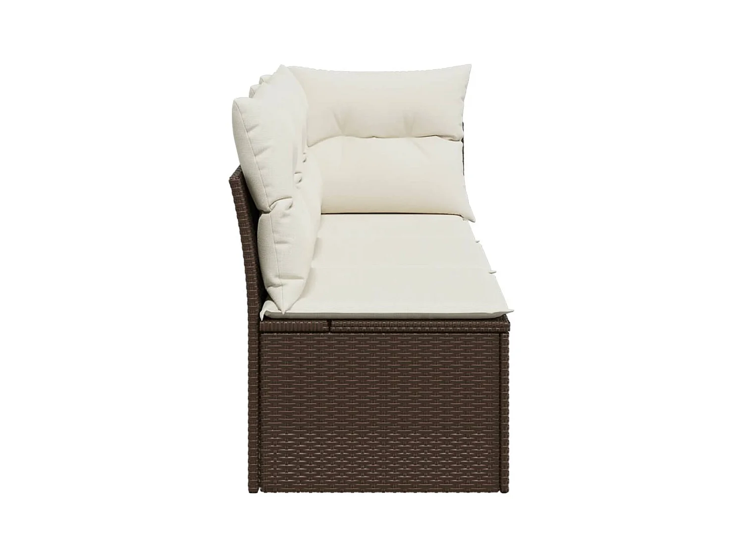 Tuinbank 3-zits met kussens poly rattan bruin