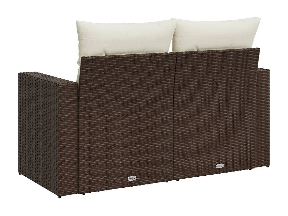Gartensofa mit Kissen 2-Sitzer Braun Poly Rattan