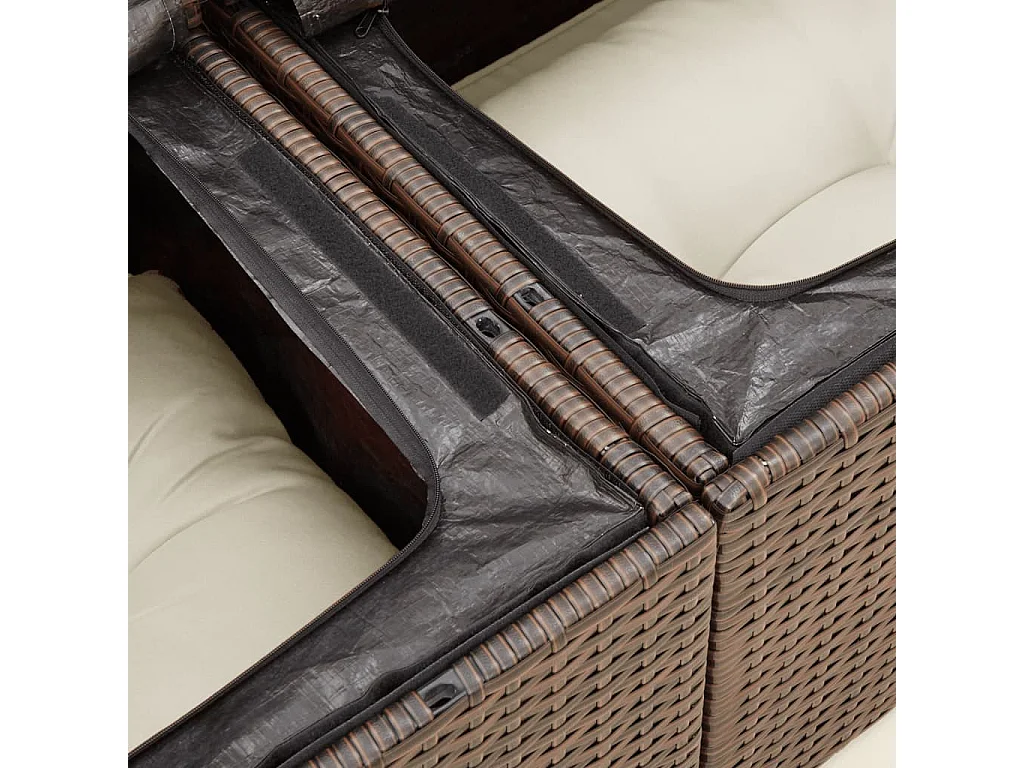 Gartensofa mit Kissen 2-Sitzer Braun Poly Rattan