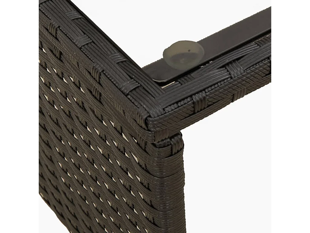 Tuinbank met tafel en kussens L-vormig poly rattan zwart