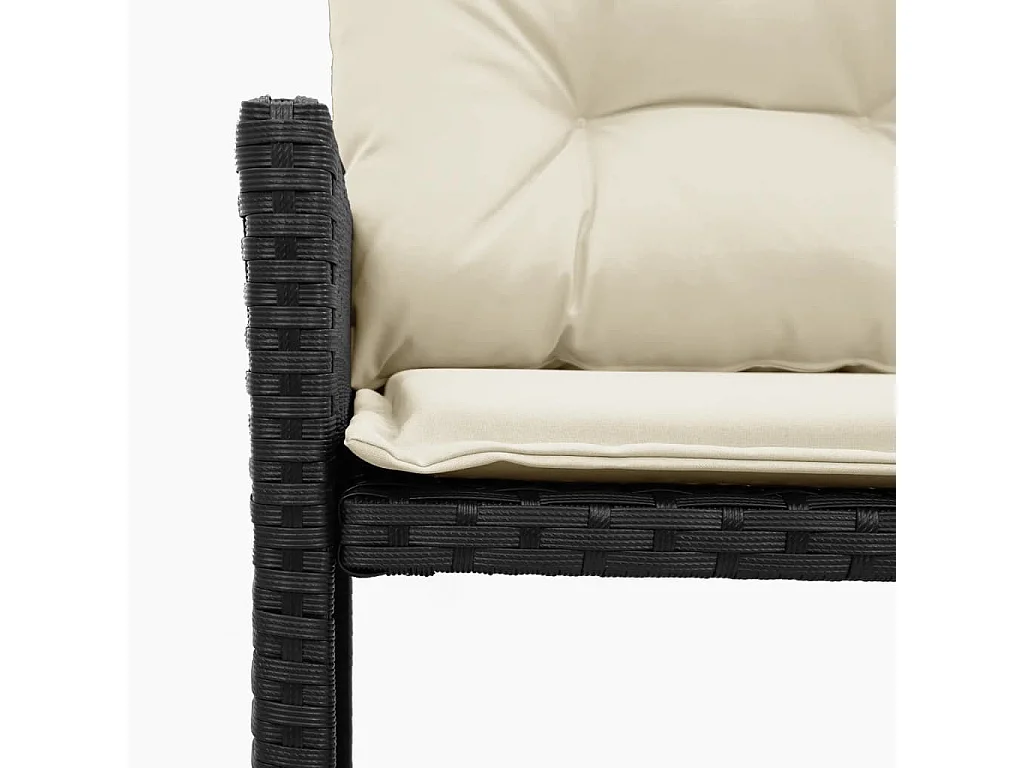 Tuinbank met tafel en kussens L-vormig poly rattan zwart