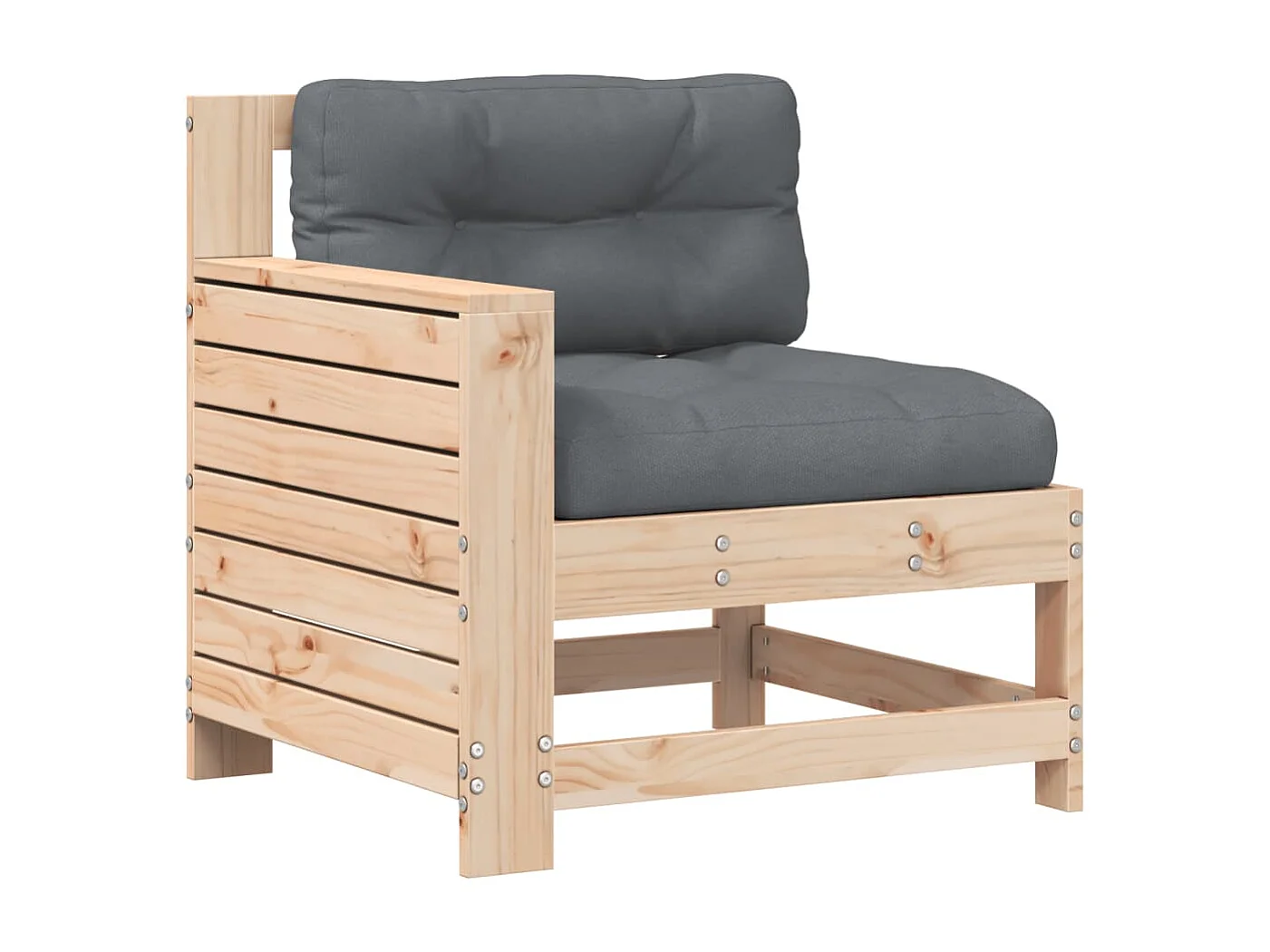 Gartensofa mit Armlehne und Kissen Massivholz Kiefer