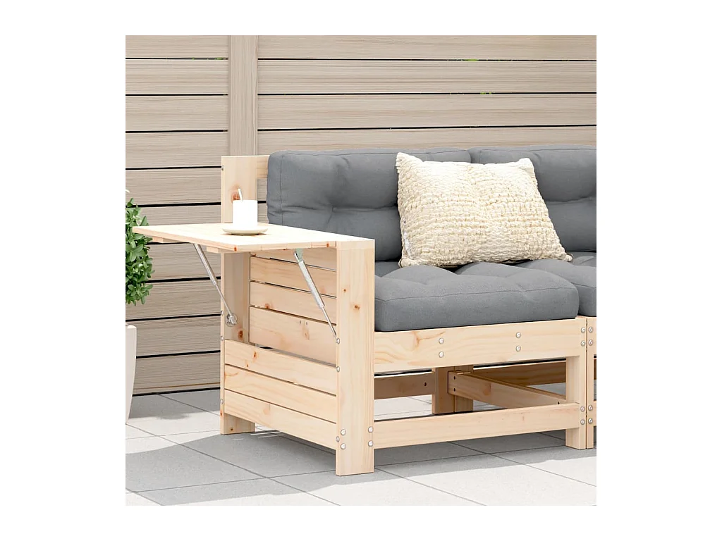 Canapé de jardin accoudoir avec coussin bois massif de pin