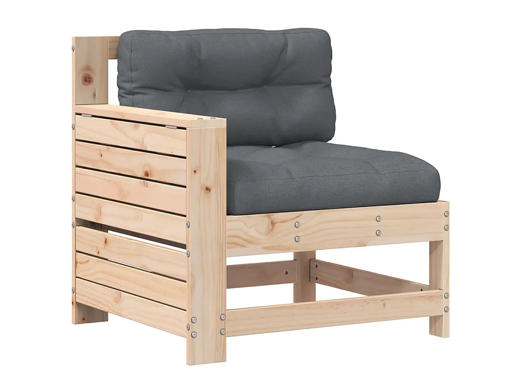 Gartensofa mit Armlehne und Kissen Massivholz Kiefer