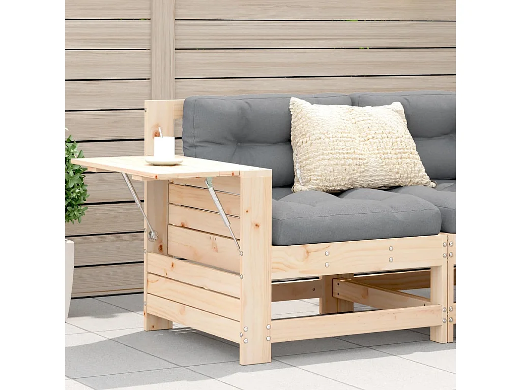 Gartensofa mit Armlehne und Kissen Massivholz Kiefer
