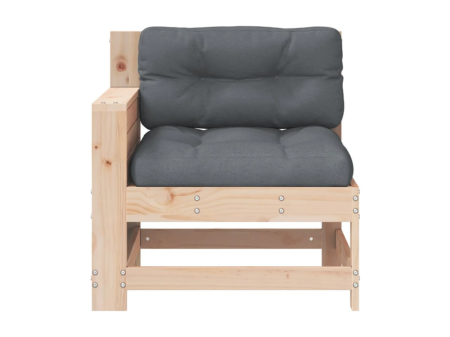 Gartensofa mit Armlehne und Kissen Massivholz Kiefer