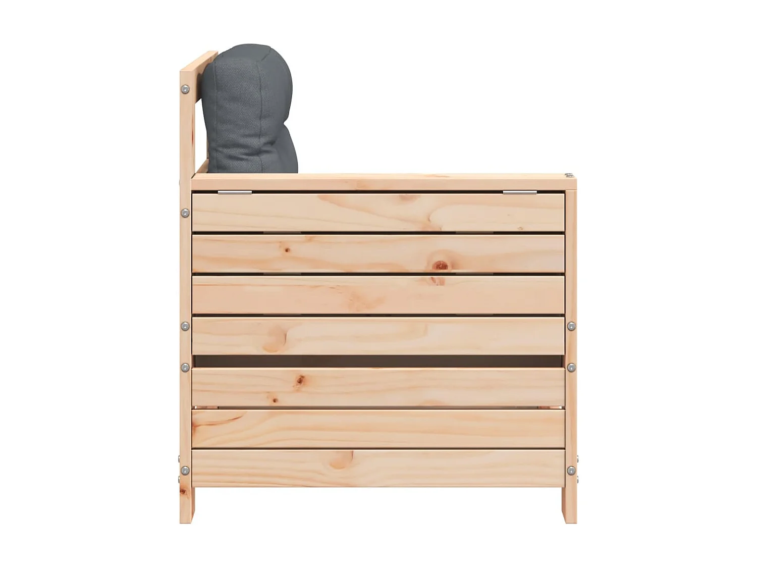 Gartensofa mit Armlehne und Kissen Massivholz Kiefer