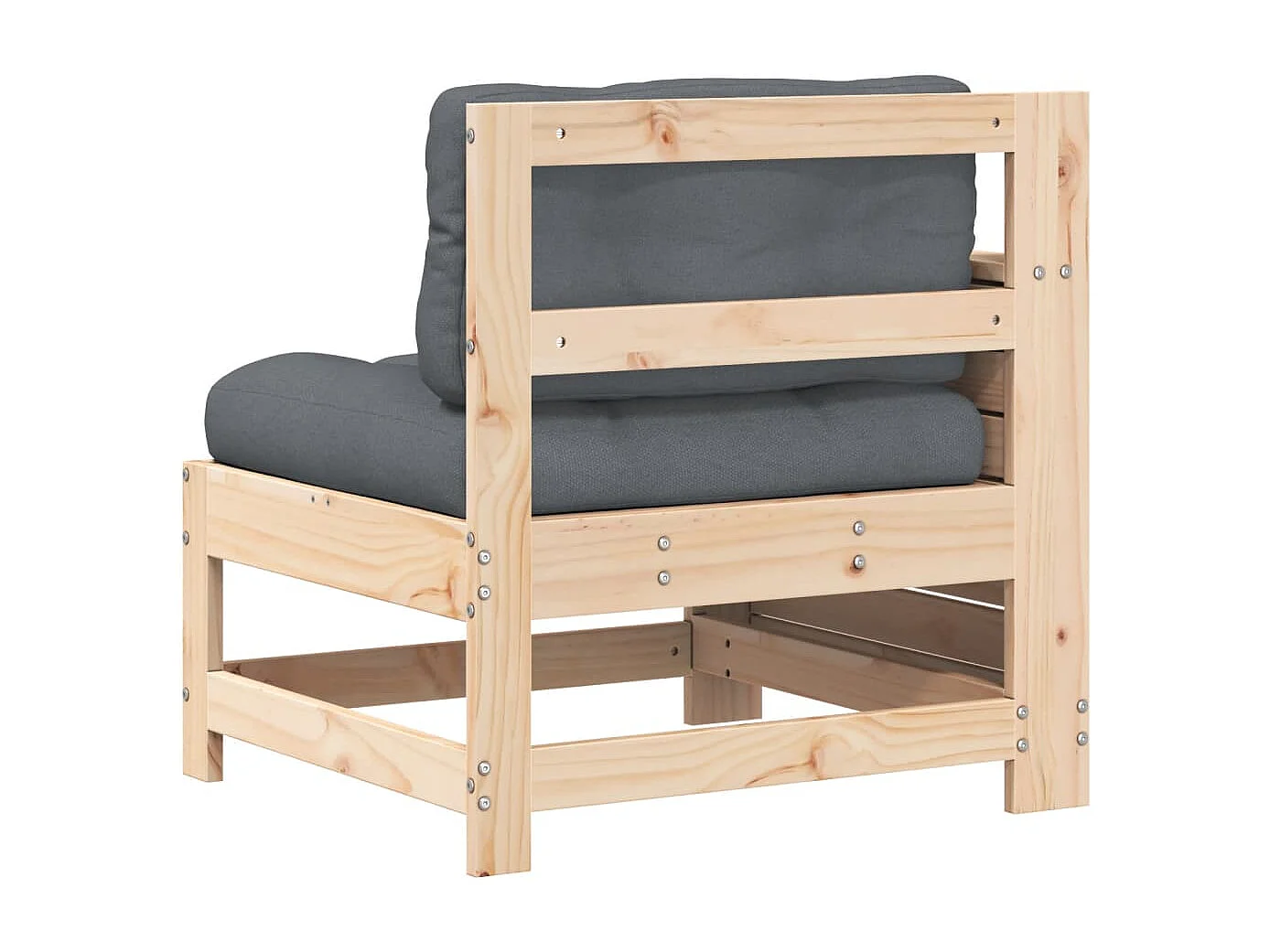 Gartensofa mit Armlehne und Kissen Massivholz Kiefer